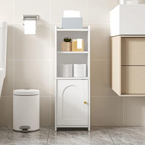 Vista 15 de Hzuaneri Gabinete de almacenamiento de baño pequeño, gabinetes estrechos de Blanco