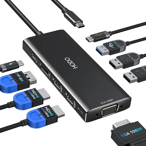 Vista 10 de Adaptador multipuerto USB-C para MacBook Air/Pro - Dongle HDMI 6 en 1 con puertos 4K, USB 3.0, lector de tarjetas SD/TF para MacBook M1/m2/m3/m4