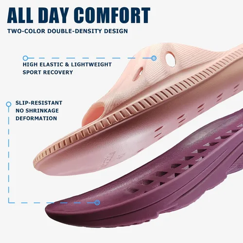 Vista 4 de Womens Recovery Sandals Mens Comfortable Athletic Slides Thick Cushion Lightweight Plantar Fasciitis Sport Sliders of Indoor Outdoor,Arch Support