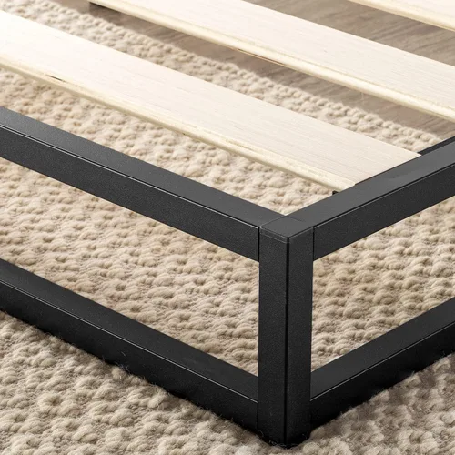 Vista 6 de Mellow - Marco de cama con plataforma de metal, perfil bajo de 6 pulgadas, Metal, Negro