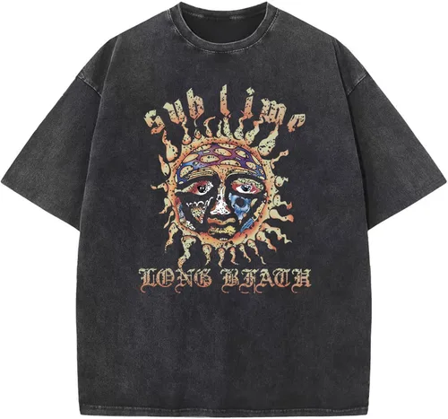 Vista 5 de Camisetas de gran tamaño con estampado de letras con estampado de sol, vintage, moderna, estética, para mujer