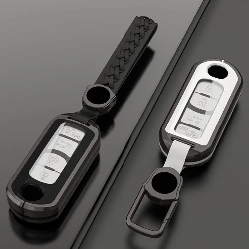 Vista 6 de Alloy Metal Key Fob Cover,2 Pack Compatible with Mazda 3 6 8 Miata MX-5 CX-3 CX-5 CX-7 CX-9 RX-8 Negro