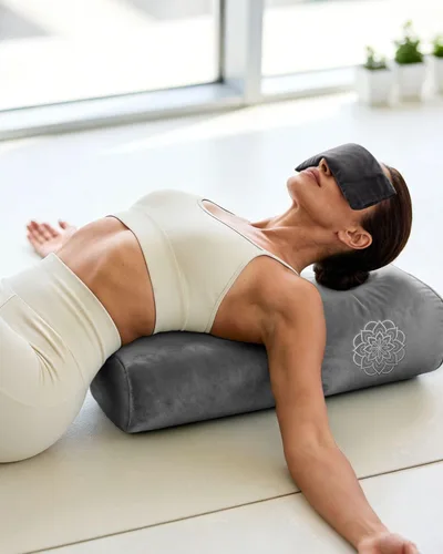 Vista 10 de Juego de almohada de yoga 3 en 1 para relajación y meditación, cojín rectangular de terciopelo de alta calidad con almohada ponderada para ojos