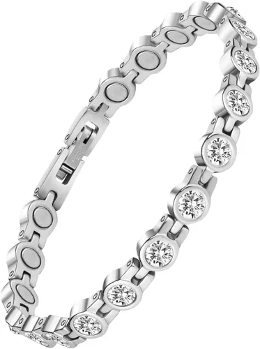 Vista 16 de JEROOT Pulseras magnéticas de ultra resistencia, pulsera para mujeres y hombres, imanes de neodimio de 3500-6000 Gauss, joyería de regalo de terapia
