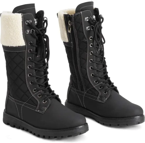 Vista 7 de POLAR - Botas térmicas para invierno y nieve, impermeables, cálidas, duraderas y de media pierna para mujer