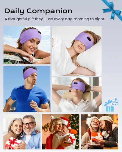 Vista 7 de MUSICOZY Auriculares para dormir de algodón de bambú, auriculares inalámbricos Bluetooth 5.4 para dormir de lado, diadema para dormir de lado
