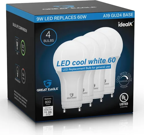 Vista 8 de Great Eagle - Bombilla LED GU24, 9 W (equivalente a 60 W), 800 lúmenes, forma A19, base de bloqueo giratorio de 2 puntas, no regulable, suave blanco