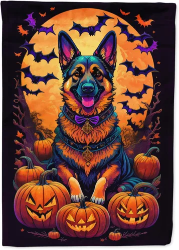 Vista 11 de Caroline's Treasures DAC1466GF - Bandera decorativa para jardín de Halloween de Affenpinscher Witchy para jardín, decoración para patio exterior