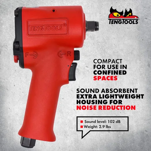 Vista 4 de Teng Tools ARWM12M - Pistola de llave de impacto neumática compacta reversible de 1/2 pulgada de alto par