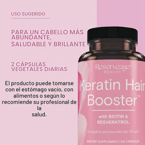 Vista 5 de Tratamiento de queratina de Reserveage Nutrition con biotina y resveratrol para cabello, AA1140, 1, 1