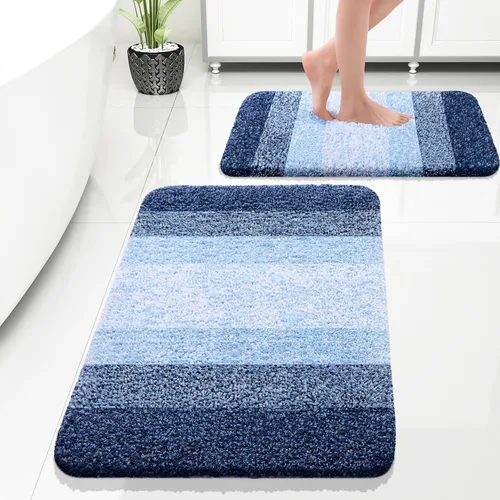 Vista 11 de OLANLY - Juego de tapetes para baño de 2 piezas, de microfibra, suaves y absorbentes, antideslizantes, lavables a máquina y para secadora, felpudos