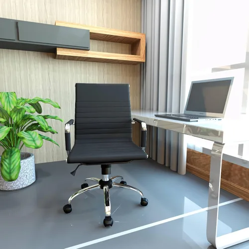 Vista 5 de LeisureMod Silla de oficina ejecutiva ergonómica con soporte lumbar, silla de escritorio giratoria de cuero ajustable, silla de computadora