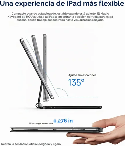 Vista 4 de HOU Funda para iPad Pro de 11 pulgadas con teclado M5 2025/M4 2024 (SOLAMENTE), funda de teclado Magic Keyboard iPad Pro de 11 pulgadas