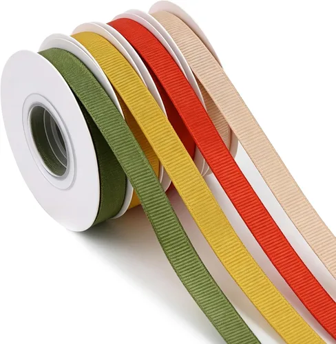 Vista 16 de TONIFUL 4 Rolls 3/8 Inch Christmas Grosgrain Ribbon Gift Wrapping Ribbon Christmas set