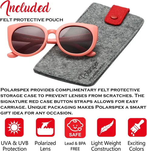 Vista 2 de PolarSpex Gafas de sol para niñas - Gafas de sol polarizadas para niños, gafas de sol Cateye para niños pequeños