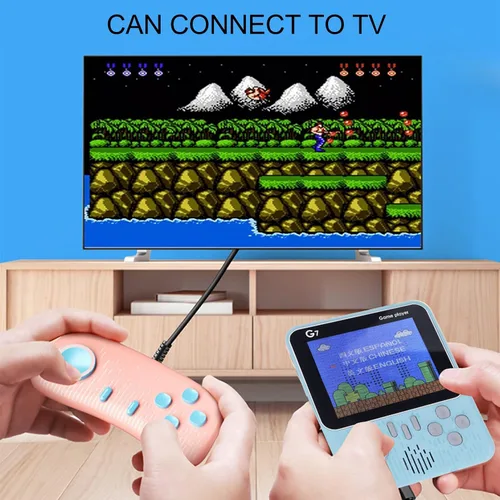 Vista 5 de Consola de juegos portátil G7 para niños y niños, pantalla portátil de 3.5 pulgadas incorporada 666 consola clásica de videojuegos retro para un