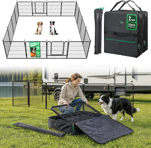 Vista 102 de FXW Rollick - Corralito para perros para patio, campamento con casa rodante, patentado, 24 pulgadas, 2 paneles Fácil instalación, resistente