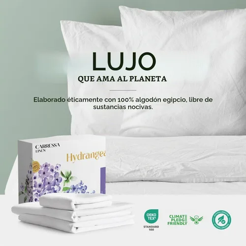 Vista 9 de Carressa Linen - Juego de sábanas 100% algodón de 600 hilos 01: Blanco crujiente