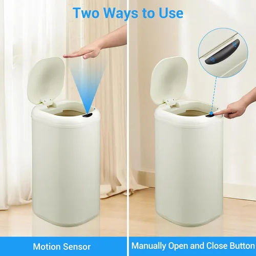 Vista 6 de Cubo de basura con sensor de movimiento de 8 galones con tapa, cubo de basura automático sin contacto, 30 litros inteligente de acero inoxidable
