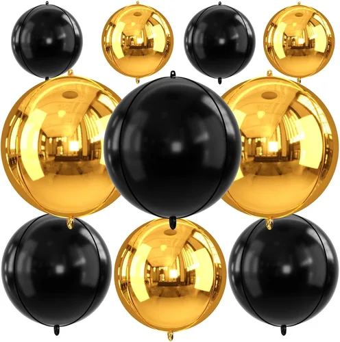 Vista 22 de Globos redondos de papel de aluminio para baloncesto, globos de helio 4D de 22 pulgadas, 18 pulgadas, 15 pulgadas, balón de baloncesto negro