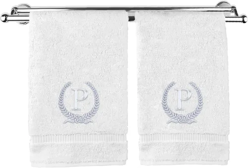 Vista 28 de Toalla de mano con monograma, regalo personalizado, 16 x 30 pulgadas, letra blanca bordada con diseño de corona en toalla negra, extra absorbente