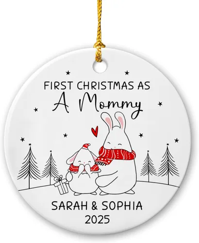 Vista 9 de Adorno de cerámica personalizado para la segunda Navidad de león para bebé, regalo de 2º adorno de árbol de Navidad de león para bebé, recuerdo