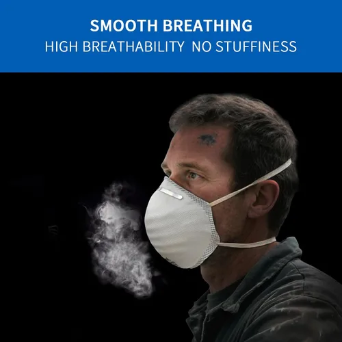 Vista 5 de benehal Máscara facial N99 aprobada por NIOSH, paquete de 10 unidades, blanca, respirador N99 para polvo, contaminación y alergias, transpirable