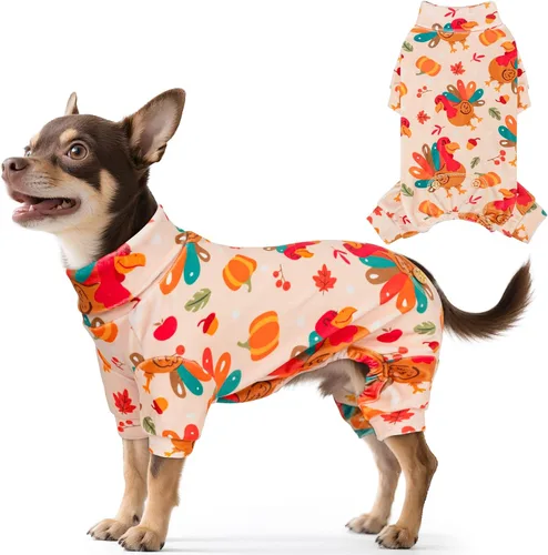 Vista 18 de KYEESE - Pijama de terciopelo para perros pequeños para uso diario, ardilla
