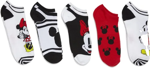 Vista 5 de Disney Women's Mickey Mouse 5 Pack No Show Socks