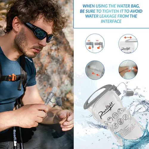 Vista 6 de Runlight Chaleco para correr para mujeres y hombres, mochila ligera de hidratación con bolsa de vejiga de agua de 1.5L, mochila diurna hidro