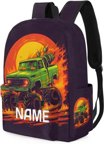 Vista 3 de Mochila personalizada para niños, mochila personalizada para niños preescolares para jardín de infantes, guardería, mochila escolar, Cool Truck