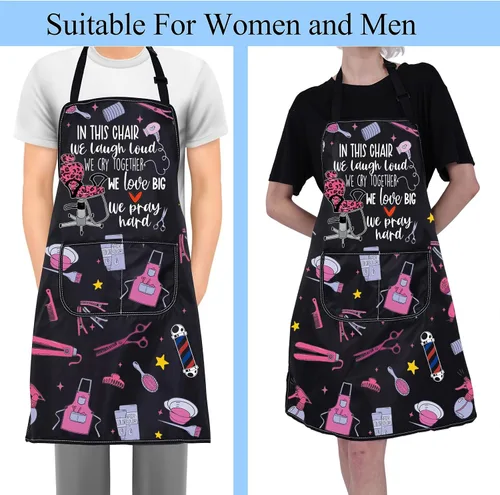 Vista 6 de Hair Stylist Apron with Pockets Hairdresser Gifts Hair Stylist Gifts Cosmetologists Gifts Beauty Salon Aprons Barber Apron