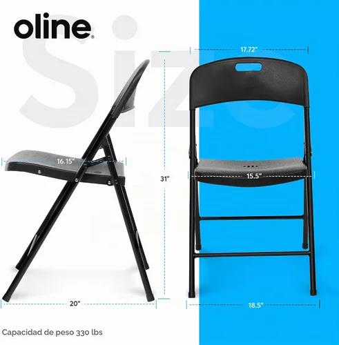 Vista 3 de Oline Silla Plegable, Sillas Plegables de Plástico para Interior y Exterior, Comerciales, Apilables, Plegables, para Invitados, para Eventos