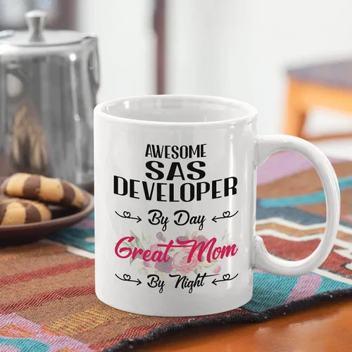 Vista 14 de Regalo del día de la madre de hija, hijo a mamá Taza de cerámica blanca de 11 oz, 15 oz - Analista Administrativo