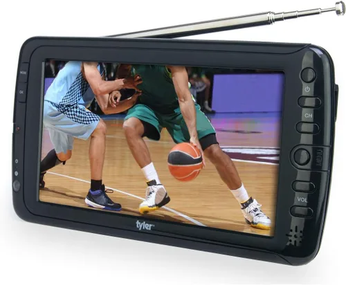 Vista 3 de Tyler 7" Monitor LCD de TV portátil con batería recargable, capacidad inalámbrica, HD-TV, USB, entrada HDMI, AC/DC, control remoto, soporte