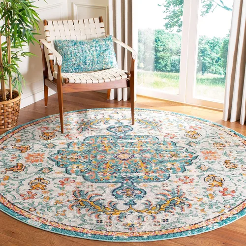 Vista 20 de SAFAVIEH Colección Madison MAD447B - Tapete bohemio con medallón antiguo y elegante, no desprende pelusa, para la sala, dormitorio, comedor