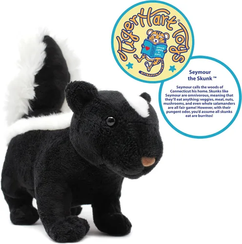 Vista 3 de TigerHart Seymour The Skunk - Peluche de 8 pulgadas de largo (medida de cola no incluida)