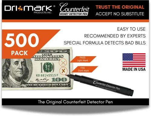 Vista 11 de Dri Mark 351B1 - Rotulador marcador detector de billetes falsificados, fabricado en los Estados Unidos, 3 veces más tinta, tamaño de bolsillo