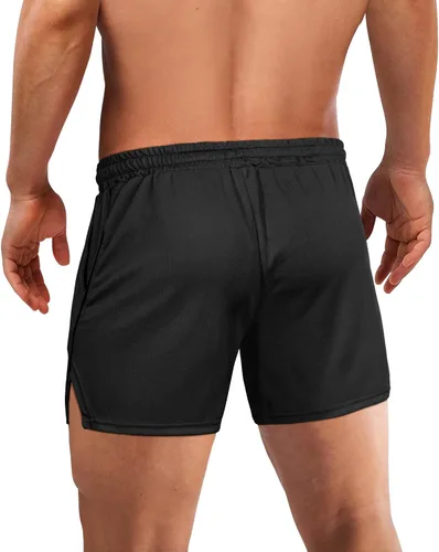 Vista 2 de Fasker Pantalones cortos deportivos para hombre, 5 pulgadas, para gimnasio, correr, pantalones cortos deportivos ligeros de malla, pantalones cortos
