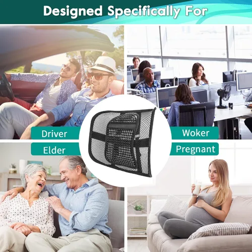 Vista 7 de Samyoung - Soporte lumbar de malla para asiento, cojín de respaldo con malla transpirable para sillas de oficina y coche, 12" x 16