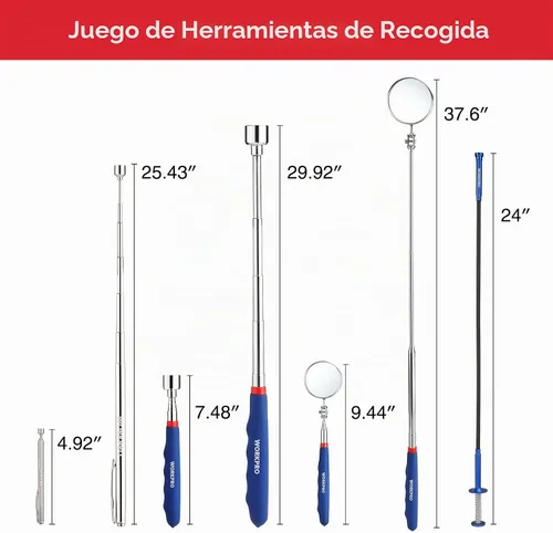 Vista 2 de WORKPRO Kit de herramientas magnético telescópico de la recogida 4PC