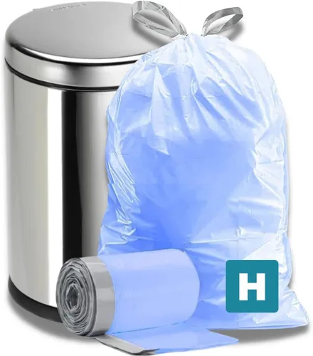 Vista 4 de Plasticplace Bolsas de basura de ajuste personalizado, compatibles con paquetes simplehuman Code H, forros de basura blancos con cordón de 8 a 9
