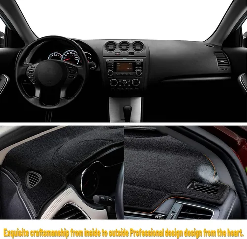 Vista 5 de Tapete antideslizante para tablero de instrumentos compatible con Nissan Altima 2007-2012 Protector solar (borde negro)