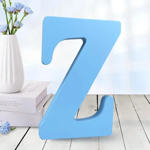 Vista 28 de AOCEAN - Letras de madera azul de 6 pulgadas, letras de madera sin terminar para decoración de pared, letras decorativas en pie, cortes de letras