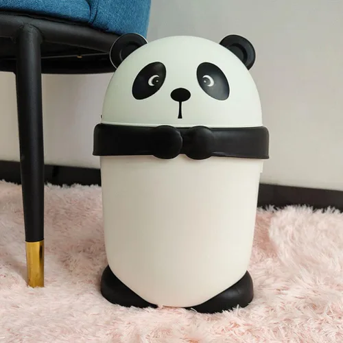 Vista 2 de Happyyami Bote de basura pequeño de dinosaurio para habitación de los niños, bote de basura para oficina, papelera de panda de dibujos animados