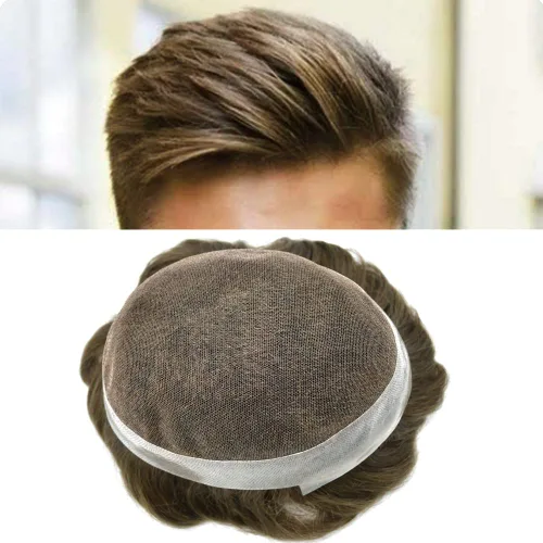 Vista 46 de Toupee For Men Real Human Hair Mens Toupee Hair Replacement System Swiss Lace Toupee For Men Natural Human Hair Piece Mens Toupee6*8"-90% density#2