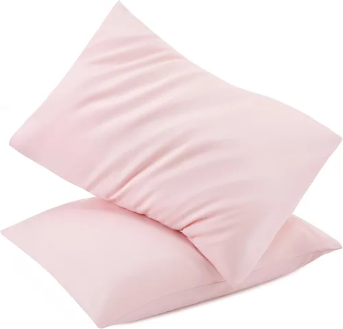 Vista 8 de TILLYOU Paquete de 2 fundas de almohada para niños pequeños con cierre de sobre, 13" x 18" de microfibra sedosa y suave, fundas de almohada de viaje