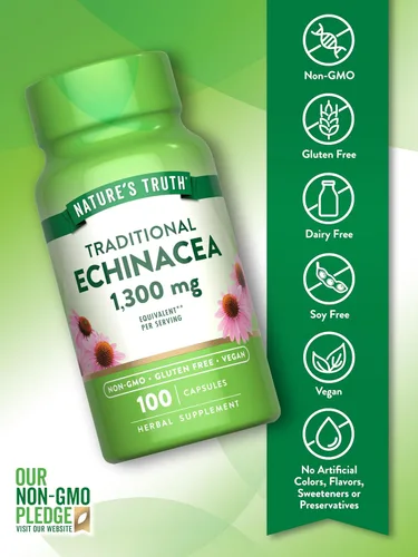 Vista 3 de Cápsulas de extracto de equinácea 1300 mg 100 unidades Sin OMG y sin gluten por Nature's Truth