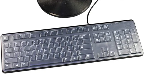 Vista 4 de Protector de teclado de silicona antipolvo transparente compatible con Dell KB212-B, KB4021, 2GR91, 4G481, PC de escritorio delgado USB de 104