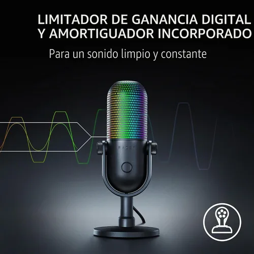 Vista 5 de Razer Seiren V3 Chroma RGB, Stream & Game Reactive, micrófono USB, negro